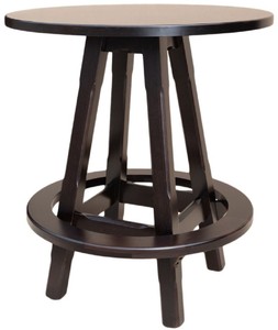 Casa Padrino luxury bar table with footrest dark brown Ø 100 x H. 110 cm - Round solid wood table - Round solid wood bar table - Solid wood furniture - Bar furniture - Gastronomy furniture