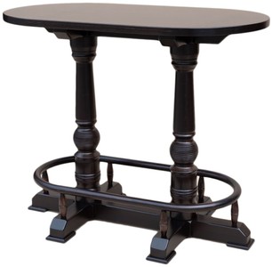 Casa Padrino luxury bar table with footrest dark brown 135 x 75 x H. 110 cm - Oval solid wood table - Oval solid wood bar table - Solid wood furniture - Bar furniture - Gastronomy furniture