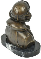 Casa Padrino buste décoratif de luxe en bronze avec socle en marbre pilote bronze / noir 19 x 11 x H. 19 cm - Sculpture en bronze pilote - Figure en bronze pilote - Décorative figure pilote