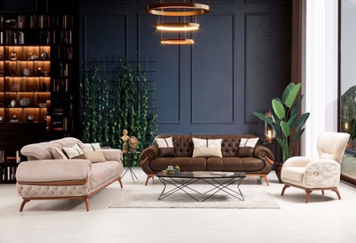 Casa Padrino Luxus Chesterfield Wohnzimmer Sofa mit verstellbaren Rückenlehnen Beige / Braun - Chesterfield Wohnzimmer Möbel - Luxus Wohnzimmer Möbel - Luxus Möbel - Luxus Einrichtung