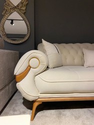 Casa Padrino canapé de salon Chesterfield de luxe avec dossiers réglables crème / marron - Mobilier de salon Chesterfield - Meuble de salon de luxe - Meuble de luxe - Ameublement de luxe