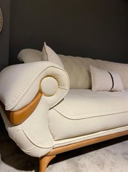 Casa Padrino canapé de salon Chesterfield de luxe avec dossiers réglables crème / marron - Mobilier de salon Chesterfield - Meuble de salon de luxe - Meuble de luxe - Ameublement de luxe