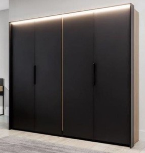 Casa Padrino luxury bedroom cabinet black / natural - Solid wood wardrobe with 2 doors - Bedroom furniture - Hotel furniture - Luxury furniture - Luxury furnishings - Bedroom furnishings