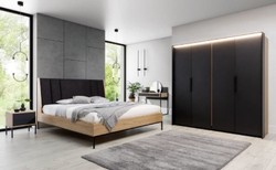 Casa Padrino armoire de chambre de luxe noir / naturelle - Armoire en bois massif avec 2 portes - Mobilier de chambre - Mobilier d'hôtel - Mobilier de luxe - Ameublement de chambre de luxe