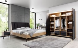 Casa Padrino armoire de chambre de luxe noir / naturelle - Armoire en bois massif avec 2 portes - Mobilier de chambre - Mobilier d'hôtel - Mobilier de luxe - Ameublement de chambre de luxe