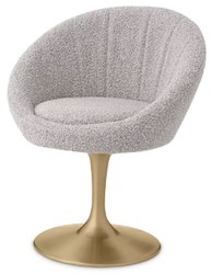 Casa Padrino luxury dining room chair gray / brass 67 x 57 x H. 78.5 cm - Swivel chair in the 60s design - Dining room furniture - Luxury furniture - Luxury furnishings - Dining room furnishings