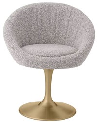 Casa Padrino luxury dining room chair gray / brass 67 x 57 x H. 78.5 cm - Swivel chair in the 60s design - Dining room furniture - Luxury furniture - Luxury furnishings - Dining room furnishings