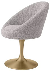 Casa Padrino luxury dining room chair gray / brass 67 x 57 x H. 78.5 cm - Swivel chair in the 60s design - Dining room furniture - Luxury furniture - Luxury furnishings - Dining room furnishings