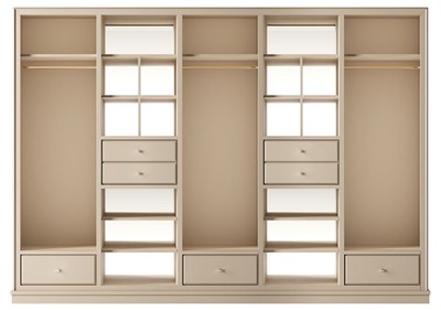 Casa Padrino Luxury Wardrobe Beige 326 x 60 x H. 230 cm - Open Bedroom Cabinet - Bedroom Furniture - Hotel Furniture - Luxury Furniture - Luxury Furnishings - Bedroom Furnishings