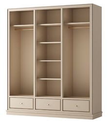 Offener Luxus Kleiderschrank Schlafzimmerschrank mit LED Beleuchtung Beige Open Luxury Wardrobe Bedroom Cabinet with LED Lighting Beige