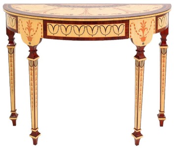 Luxus Barock Massivholz Konsole Konsolentisch Naturfarben Braun Luxury Baroque Solid Wood Console Table Natural Brown