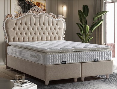 Casa Padrino lit double baroque de luxe beige / blanc / marron - Différentes Tailles - Lit en bois massif avec tête de lit et matelas - Mobilier de chambre - Mobilier d'hôtel - Mobilier baroque Casa Padrino lit double baroque de luxe beige / blanc / marron - Différentes Tailles - Lit en bois massif avec tête de lit et matelas - Mobilier de chambre - Mobilier d'hôtel - Mobilier baroque