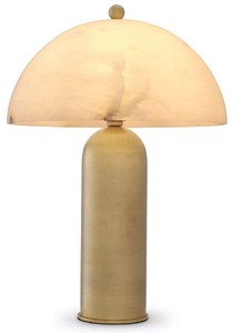 Casa Padrino luxury table lamp antique brass / alabaster Ø 39.5 x H. 58 cm - Round metal desk lamp with alabaster lampshade - Luxury lighting - Luxury furniture - Luxury interior