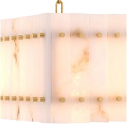Casa Padrino lustre de luxe de luxe laiton antique / albâtre 140,5 x 39 x H. 27 cm - Lustre de salon rectangulaire en métal avec abat jour en albâtre - Qualité de luxe - Mobilier de luxe