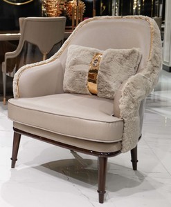 Casa Padrino luxury designer armchair gray / dark brown / gold - Living room armchair - Hotel armchair - Living room furniture - Luxury furniture - Living room furnishings - Luxury furnishings
