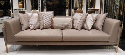 Casa Padrino luxury sofa gray / dark brown / copper - Living room sofa - Hotel sofa - Living room furniture - Hotel furniture - Luxury furniture - Living room furnishings - Luxury furnishings
