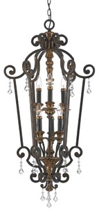 Casa Padrino lámpara de araña barroco de cristal bronce / oro antiguo Ø 52 x A. 105 cm - Magnífico lámpara de araña de estilo barroco - Lámparas de araña de salón - Muebles barrocos