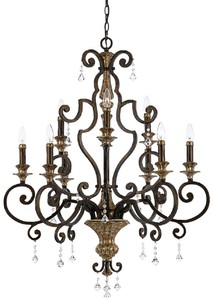 Casa Padrino lámpara de araña barroco de cristal bronce / oro antiguo Ø 81 x A. 104 cm - Magnífico lámpara de araña de estilo barroco - Lámparas de araña de salón - Muebles barrocos