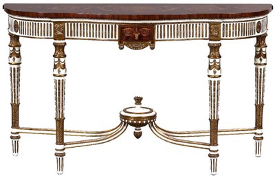 Casa Padrino consolle barocco di lusso bianco / marrone / oro - Consolle in legno massello fatta a mano con cassetto - Mobili soggiorno di lusso stile barocco - Mobili barocchi - Arredi barocchi