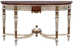 Luxus Barock Massivholz Konsole Konsolentisch Weiß Braun Gold Luxury Baroque Solid Wood Console Table White Brown Gold