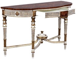 Luxus Barock Massivholz Konsole Konsolentisch Weiß Braun Gold Luxury Baroque Solid Wood Console Table White Brown Gold