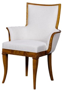 Luxus Art Deco Biedermeier Wohnzimmer Sessel Weiß Braun Luxury Art Deco Biedermeier Living Room Armchair White Brown