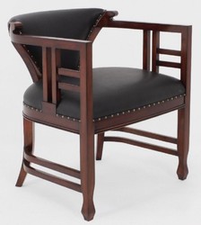 Casa Padrino luxury Art Nouveau leather armchair black / dark brown - Genuine leather living room armchair - Leather furniture - Art Nouveau Furniture - Luxury furniture in Art Nouveau style