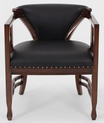 Casa Padrino luxury Art Nouveau leather armchair black / dark brown - Genuine leather living room armchair - Leather furniture - Art Nouveau Furniture - Luxury furniture in Art Nouveau style