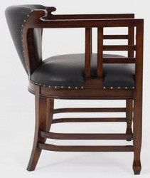 Casa Padrino luxury Art Nouveau leather armchair black / dark brown - Genuine leather living room armchair - Leather furniture - Art Nouveau Furniture - Luxury furniture in Art Nouveau style