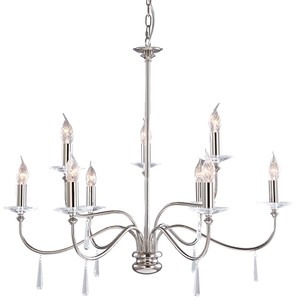 Casa Padrino lámpara de araña de cristal Art Nouveau plata Ø 82 x A. 75 cm - Lámpara de araña de metal redonda - Lámpara de Araña de Salón Barroco y Art Nouveau - Lámparas Barrocos y Art Nouveau