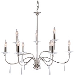 Casa Padrino lustre Art Nouveau en cristal argent Ø 82 x H. 75 cm - Lustre rond en métal - Lustre de Salon Baroque & Art Nouveau - Luminaires Baroque & Art Nouveau
