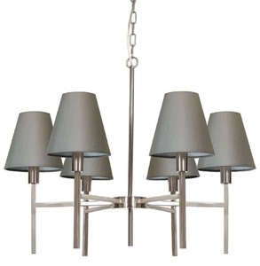 Casa Padrino lustre de luxe argent / gris Ø 67,8 x H. 44,5 cm - Lustre rond en métal avec abat jour - Lustre de salon - Luminaire de luxe - Meuble de luxe - Intérieur de luxe
