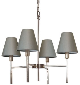 Casa Padrino lustre de luxe argent / gris Ø 61,8 x H. 44,5 cm - Lustre rond en métal avec abat jour - Lustre de salon - Luminaire de luxe - Meuble de luxe - Intérieur de luxe
