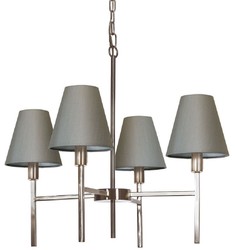 Casa Padrino lustre de luxe argent / gris Ø 61,8 x H. 44,5 cm - Lustre rond en métal avec abat jour - Lustre de salon - Luminaire de luxe - Meuble de luxe - Intérieur de luxe