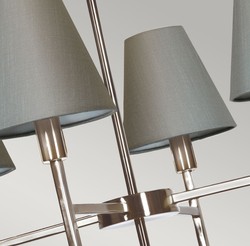 Casa Padrino lustre de luxe argent / gris Ø 61,8 x H. 44,5 cm - Lustre rond en métal avec abat jour - Lustre de salon - Luminaire de luxe - Meuble de luxe - Intérieur de luxe