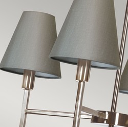 Casa Padrino lustre de luxe argent / gris Ø 61,8 x H. 44,5 cm - Lustre rond en métal avec abat jour - Lustre de salon - Luminaire de luxe - Meuble de luxe - Intérieur de luxe