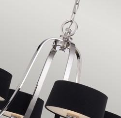 Casa Padrino lustre LED Art Déco de luxe argent / noir Ø 77,5 x H. 57,2 cm - Lustre rond en métal avec abat jour - Lustre de salon - Luminaire Art Déco - Luminaire de luxe