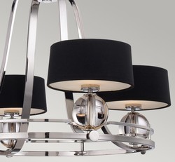 Casa Padrino lustre LED Art Déco de luxe argent / noir Ø 77,5 x H. 57,2 cm - Lustre rond en métal avec abat jour - Lustre de salon - Luminaire Art Déco - Luminaire de luxe