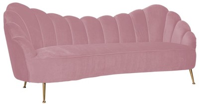 Casa Padrino canapé luxe velours rose / or 230 x 94 x H. 90 cm - Canapé de salon avec tissu velours fin - Meuble de salon - Meuble de luxe - Ameublement de salon - Ameublement de luxe