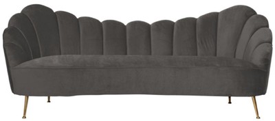 Casa Padrino Luxus Samt Sofa Grau / Gold 230 x 94 x H. 90 cm - Wohnzimmer Sofa mit edlem Samtstoff - Wohnzimmer Möbel - Luxus Möbel - Wohnzimmer Einrichtung - Luxus Einrichtung