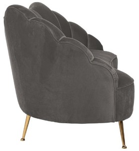 Casa Padrino Luxus Samt Sofa Grau / Gold 230 x 94 x H. 90 cm - Wohnzimmer Sofa mit edlem Samtstoff - Wohnzimmer Möbel - Luxus Möbel - Wohnzimmer Einrichtung - Luxus Einrichtung