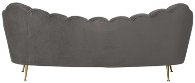 Casa Padrino Luxus Samt Sofa Grau / Gold 230 x 94 x H. 90 cm - Wohnzimmer Sofa mit edlem Samtstoff - Wohnzimmer Möbel - Luxus Möbel - Wohnzimmer Einrichtung - Luxus Einrichtung