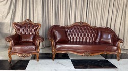 Luxus Barock Wohnzimmer Leder Echtleder Sofa Dunkelbraun Braun Luxury Baroque Living Room Leather Genuine Leather Sofa Dark Brown Brown