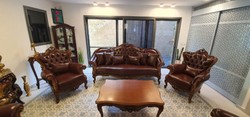 Luxus Barock Wohnzimmer Leder Echtleder Sofa Dunkelbraun Braun Luxury Baroque Living Room Leather Genuine Leather Sofa Dark Brown Brown