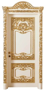 Casa Padrino porte d'appartement baroque de luxe blanc / or - Magnifique porte en bois massif avec cadre - Meuble de luxe de style baroque - Meuble baroque - Meuble d'hôtel - Ameublement baroque