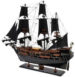 Casa Padrino luxury pirate ship Black Pearl black / brown 87 x 27 x H. 73 cm - Handmade decorative ship - Wooden ship - Sailing ship - Warship - Model ship - Living room decoration