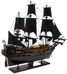 Casa Padrino luxury pirate ship Black Pearl black / brown 87 x 27 x H. 73 cm - Handmade decorative ship - Wooden ship - Sailing ship - Warship - Model ship - Living room decoration