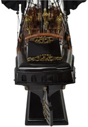 Casa Padrino luxury pirate ship Black Pearl black / brown 87 x 27 x H. 73 cm - Handmade decorative ship - Wooden ship - Sailing ship - Warship - Model ship - Living room decoration