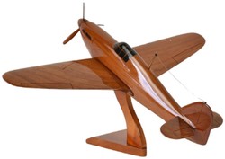 Casa Padrino avión de combate decorativo de lujo Hawker Hurricane marrón / negro 44 x 35 x A. 20 cm - Avión de madera con soporte - Avión de hélice - Modelo de avión - Decoración de escritorio