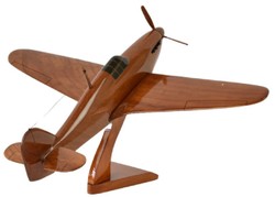 Casa Padrino avión de combate decorativo de lujo Hawker Hurricane marrón / negro 44 x 35 x A. 20 cm - Avión de madera con soporte - Avión de hélice - Modelo de avión - Decoración de escritorio